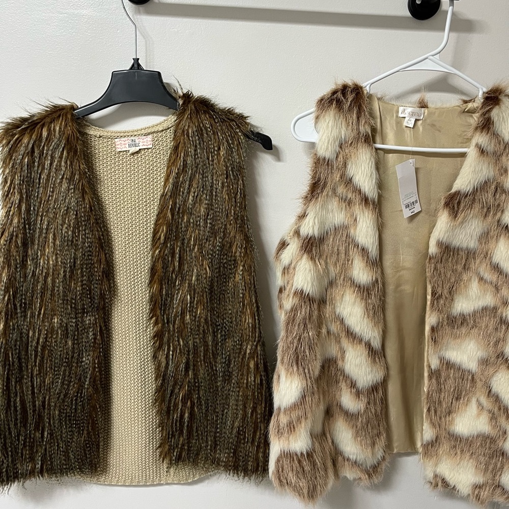 Bundle of 2 cute faux fur vests